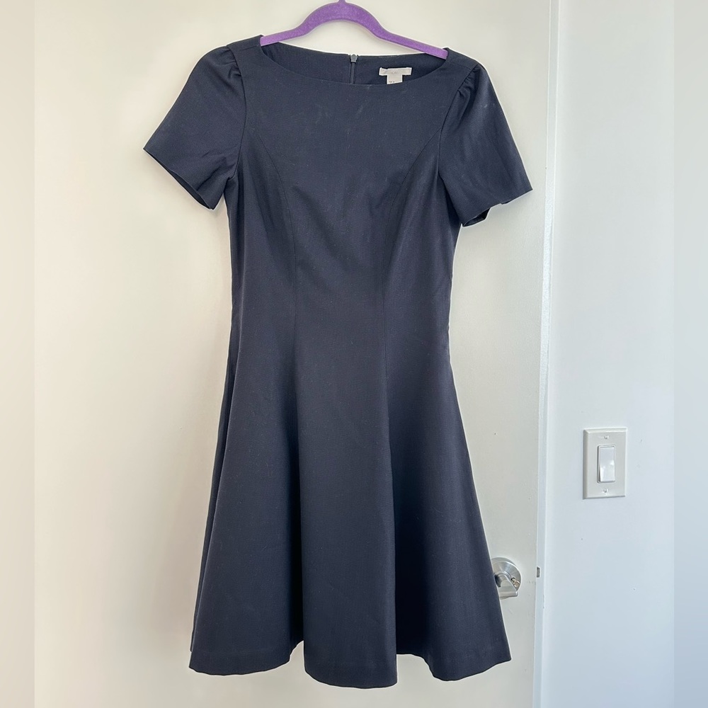 H&M A line Midi Navy Blue work / office dress